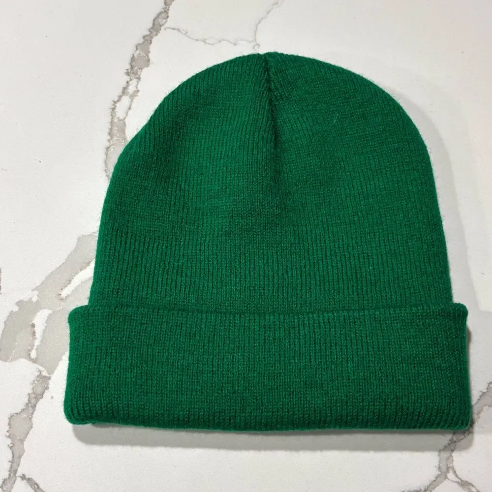 Men's Women's Pair Unisex Soft Knit Winter Acrylic Beanie Hat Cap OS Green Red
